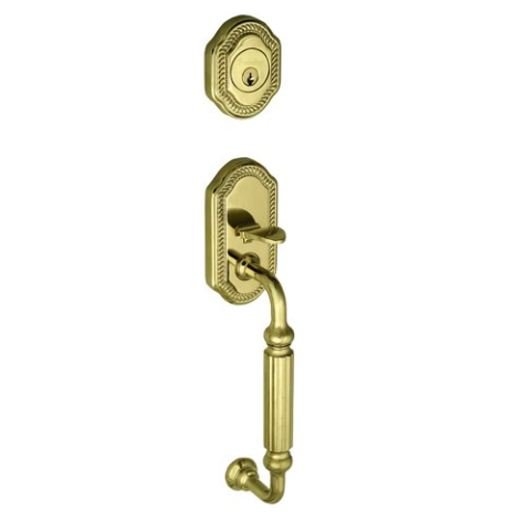 Grandeur Newport Handleset shown in Lifetime Brass (LB)