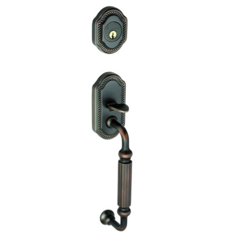 Grandeur Newport Handleset shown in Timeless Bronze (TB)