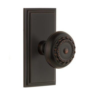 Grandeur Parthenon Door Knob Set with Carre Short Plate Timeless Bronze