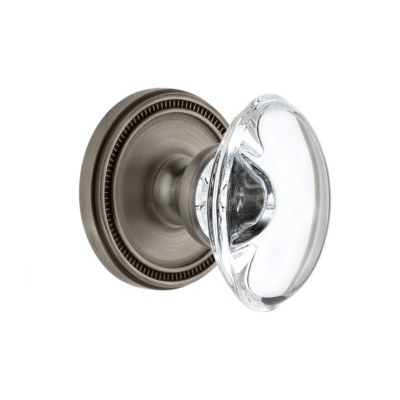 Grandeur Provence Crystal Door Knob Set with Soleil Rose Antique Pewter