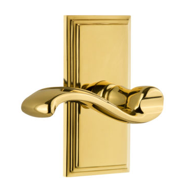 Grandeur Portofino Door Lever Set with Carre Short Plate Polished Brass