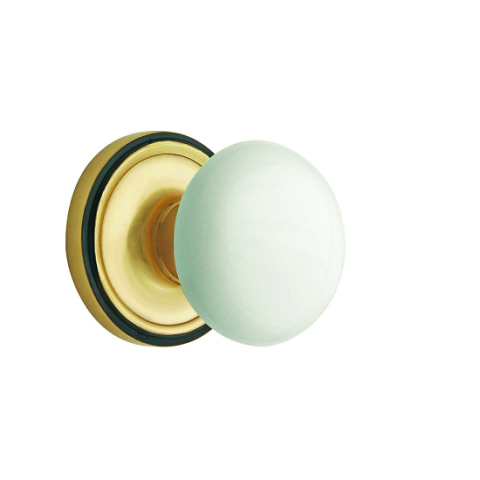 Nostalgic Warehouse Porcelain Knob with Classic Rose Antique Brass 