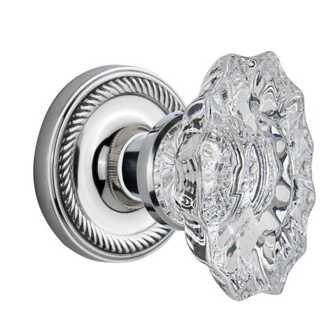 Nostalgic Warehouse Chateau Crystal Knob Privacy Mortise with Rope Rose BC