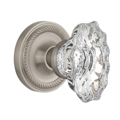 Nostalgic Warehouse Chateau Crystal Knob Set with Rope Rose Satin Nickel 