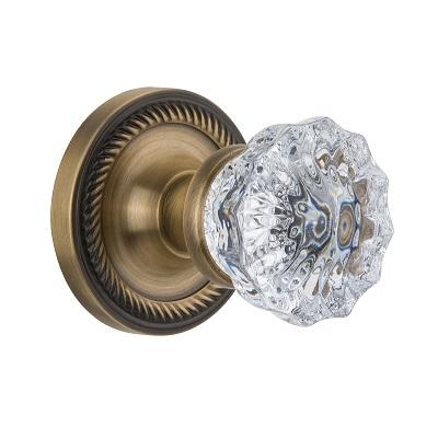 Nostalgic Warehouse Crystal Knob with Rope Rose Antique Brass