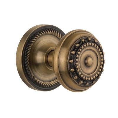 Nostalgic Warehouse Meadows Knob with Rope Rose Antique Brass