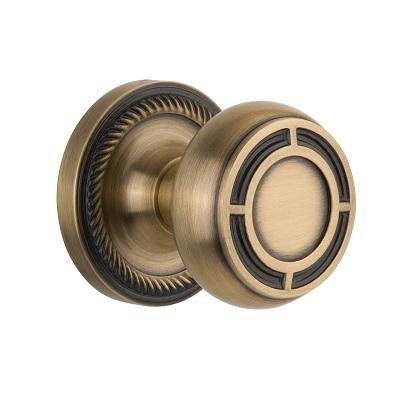 Nostalgic Warehouse ROPMIS Mission Knob Set with Rope Rose Antique Brass