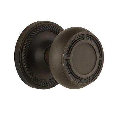 Nostalgic Warehouse ROPMIS Mission Knob Set with Rope Rose Oil Rubbed Bronze 