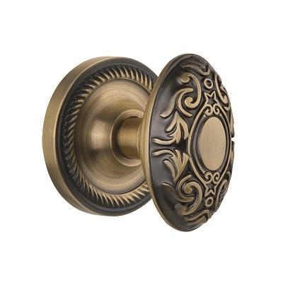 Nostalgic Warehouse Victorian Privacy Mortise with Rope Rose Antique Brass