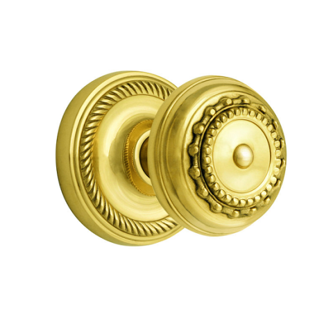 Nostalgic Warehouse Meadows Knob with Rope Rose Polished Brass 