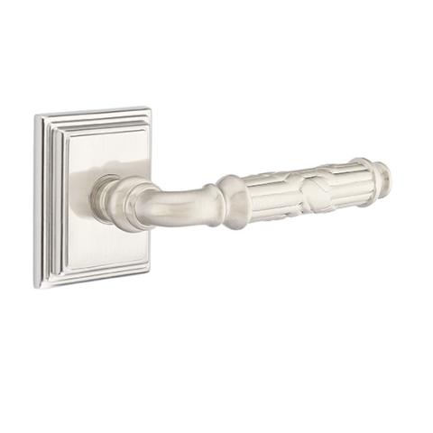 Emtek Ribbon and Reed Door Lever with Wilshire Rose Satin Nickel (US15)