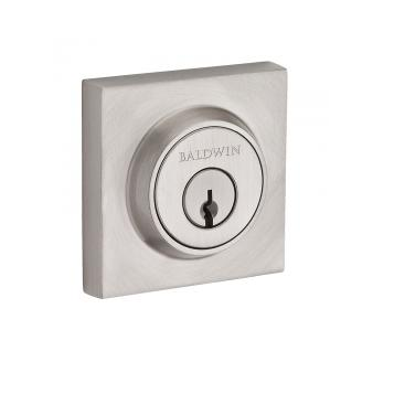 Baldwin Reserve Contemporary Square Deadbolt shown in Satin Nickel (150) 