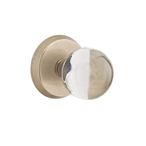 Emtek Bronze Bristol Crystal Door Knob with #2 Tumbled White Bronze (TWB)