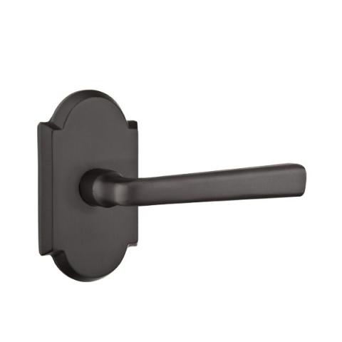 Emtek Cimarron Door lever with #1 Rose Flat Black Patina (FB)