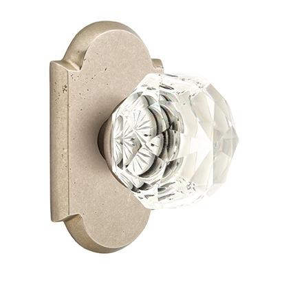 Emtek Bronze Diamond Crystal Door Knob with #1 Rose Tumbled White Bronze