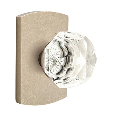 Emtek Bronze Diamond Crystal Door Knob with #4 Rose Tumbled White Bronze