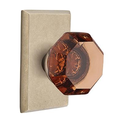 Emtek Bronze Old Town Amber Door Knob with #3 Rose Tumbled White Bronze