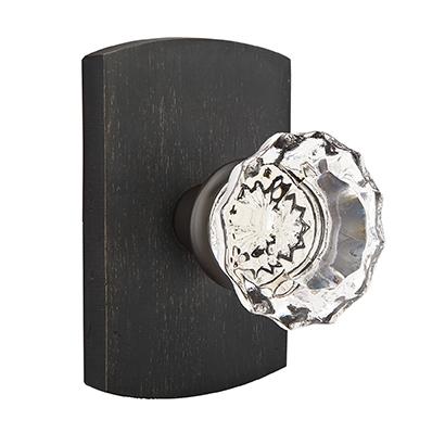 Emtek Bronze Astoria Clear Crystal Door Knob with #4 Rose Medium Bronze Patina 