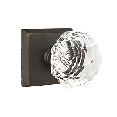 Emtek Bronze Diamond Crystal Door Knob with #6 Rose Medium Bronze Patina