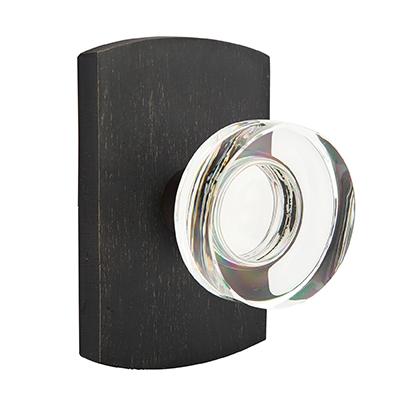 Emtek Bronze Modern Disc Crystal Door Knob with #4 Rose Medium Bronze Patina