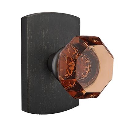 Emtek Bronze Old Town Amber Door Knob Set with #4 Rose Medium Bronze Patina 