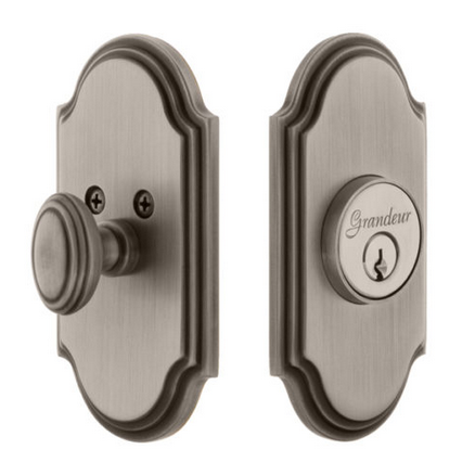 Grandeur Arc Single Cylinder Deadbolt Antique Pewter