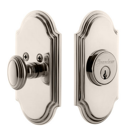 Grandeur Arc Single Cylinder Deadbolt Polished Nickel