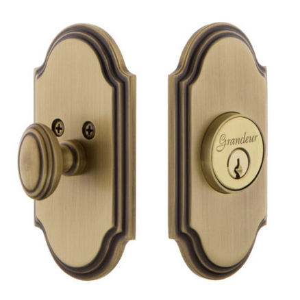 Grandeur Arc Single Cylinder Deadbolt Vintage Brass