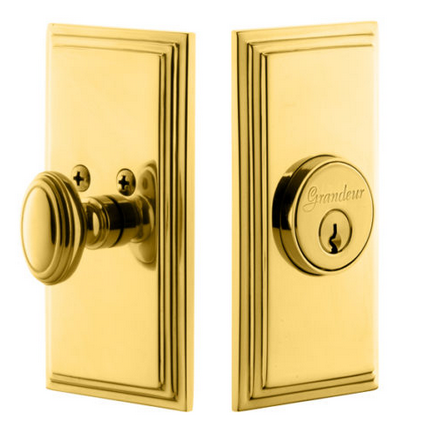 Grandeur Carre Single Cylinder Deadbolt Lifetime Polished Brass