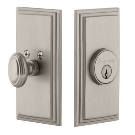 Grandeur Carre Single Cylinder Deadbolt Satin Nickel