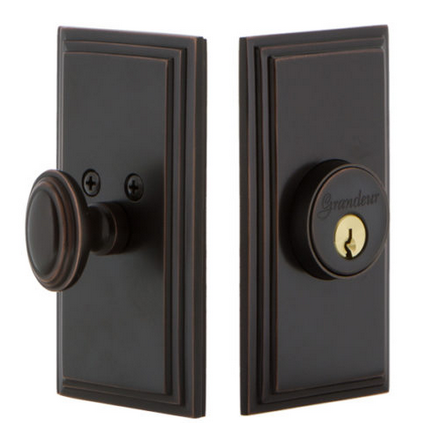 Grandeur Carre Single Cylinder Deadbolt Timeless Bronze