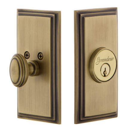 Grandeur Carre Single Cylinder Deadbolt Vintage Brass