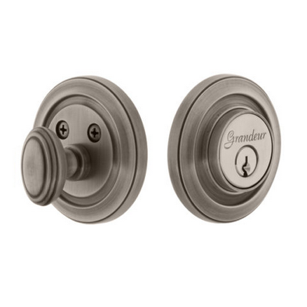 Grandeur Circulaire Single Cylinder Deadbolt Antique Pewter