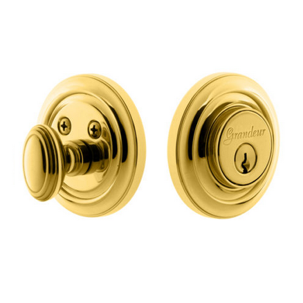 Grandeur Circulaire Single Cylinder Deadbolt Lifetime Polished Brass