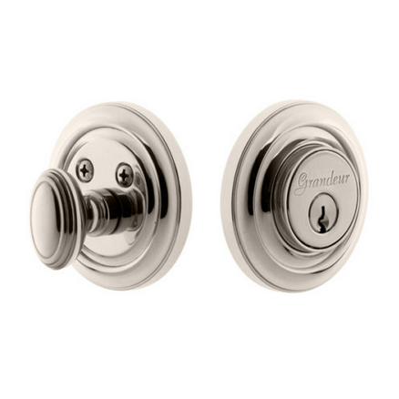 Grandeur Circulaire Single Cylinder Deadbolt Polished Nickel