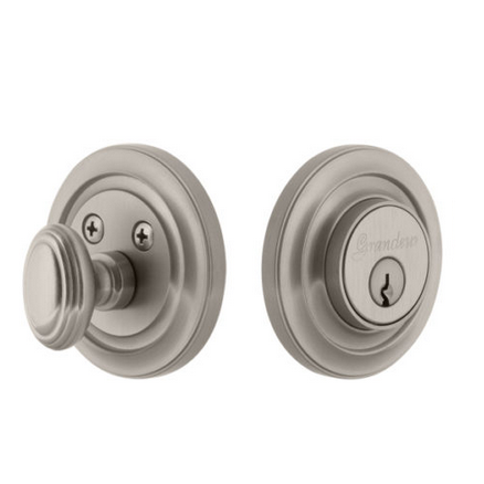 Grandeur Circulaire Single Cylinder Deadbolt Satin Nickel