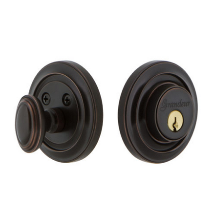 Grandeur Circulaire Single Cylinder Deadbolt Timeless Bronze