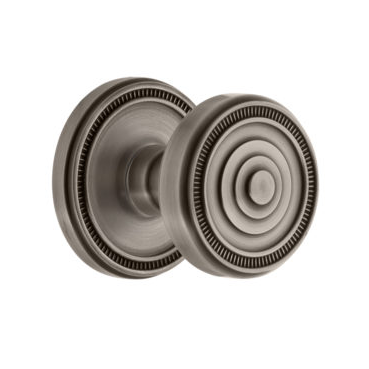 Grandeur Soleil Door Knob Set with Soleil Rose Antique Pewter