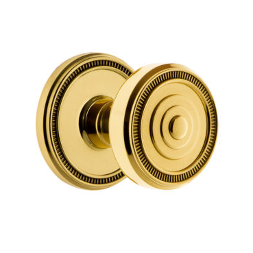 Grandeur Soleil Door Knob Set with Soleil Rose Polished Brass