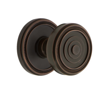 Grandeur Soleil Door Knob Set with Soleil Rose Timeless Bronze