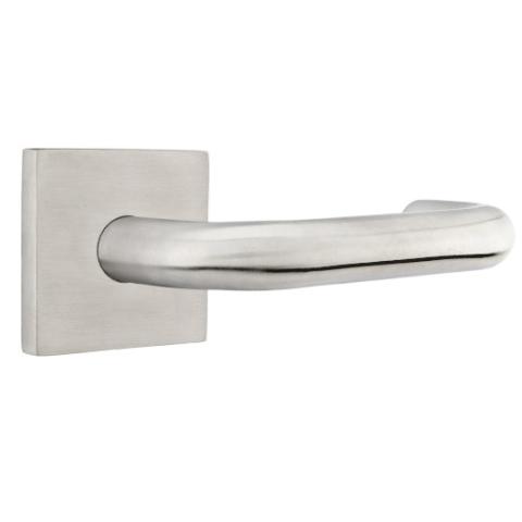 Emtek Cologne Door Lever Set with Square Rosette Brushed Stainless Steel 