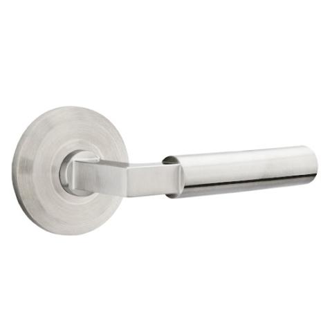 Emtek Hercules Door Lever with Beveled Rose Satin Steel (SS)