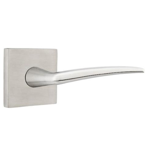 Emtek Stainless Steel Poseidon Door Lever with Square Rose Brushed SS