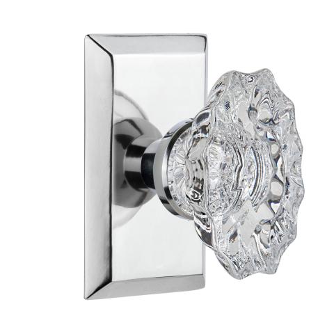 Nostalgic Warehouse Studio Plate with Chateau Crystal Knob Bright Chrome 