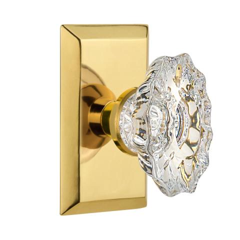 Nostalgic Warehouse Studio Plate with Chateau Crystal Knob Polished Brass