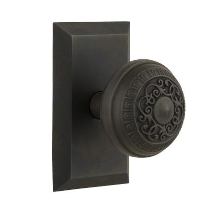 Nostalgic Warehouse Studio Plate with Egg and Dart Knob Oil Rubbed Bronze