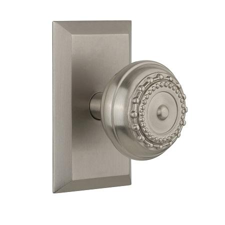 Nostalgic Warehouse Studio Plate with Meadows Knob Satin Nickel 