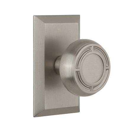 Nostalgic Warehouse Studio Plate with Mission Knob Set Satin Nickel