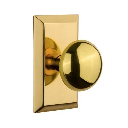 Nostalgic Warehouse Studio Plate with New York Knob Polished Brass 