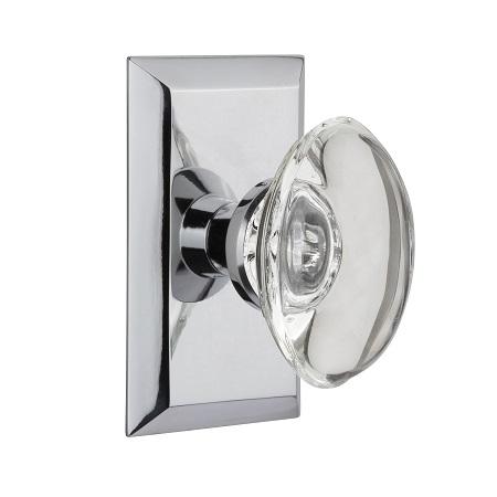 Nostalgic Warehouse Studio Plate with Oval Crystal Knob Bright Chrome 